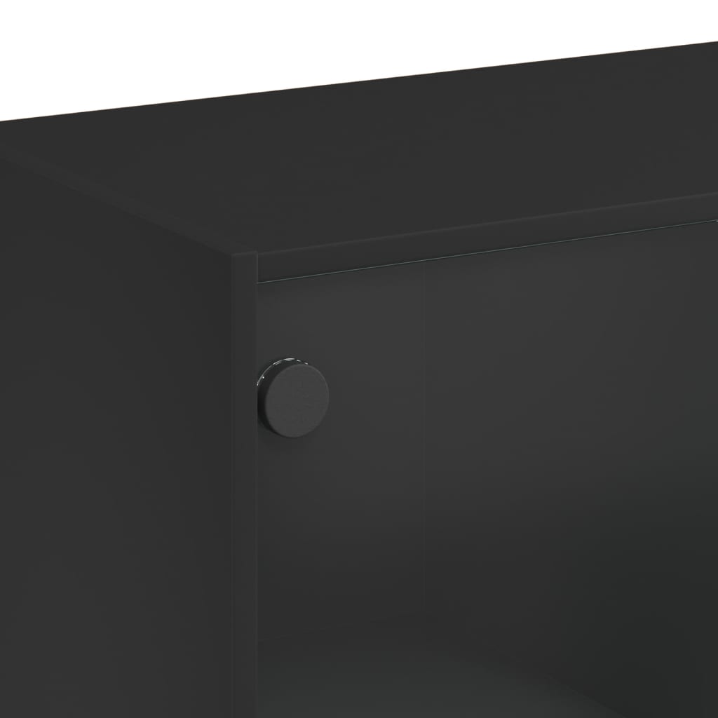 vidaXL Bijzetkast met glazen deuren 68x37x75,5 cm zwart