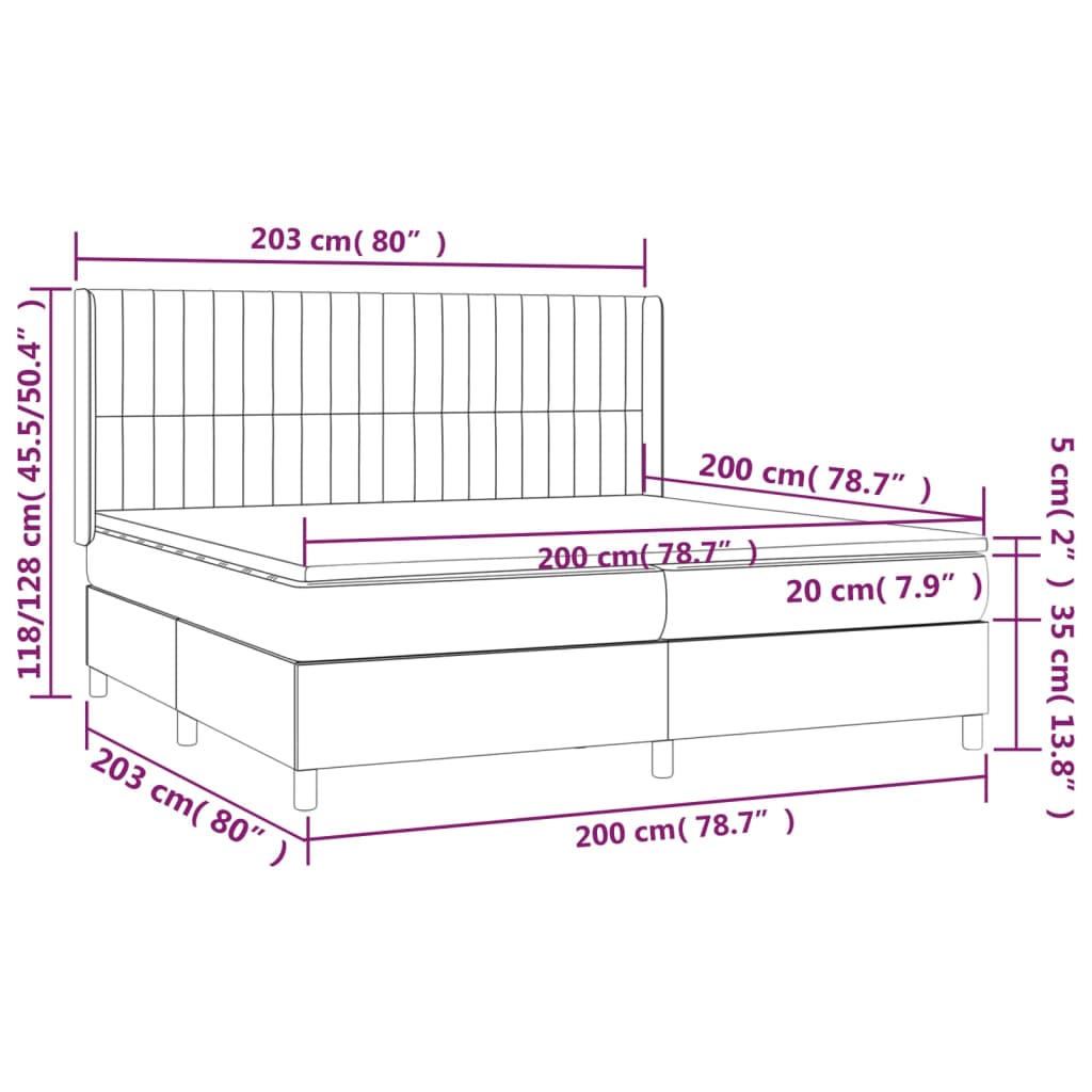 vidaXL Boxspring met matras stof donkergrijs 200x200 cm