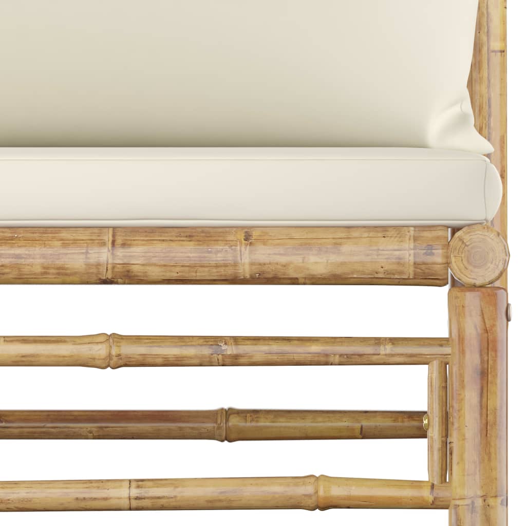 vidaXL 8-delige Loungeset met crèmewitte kussens bamboe