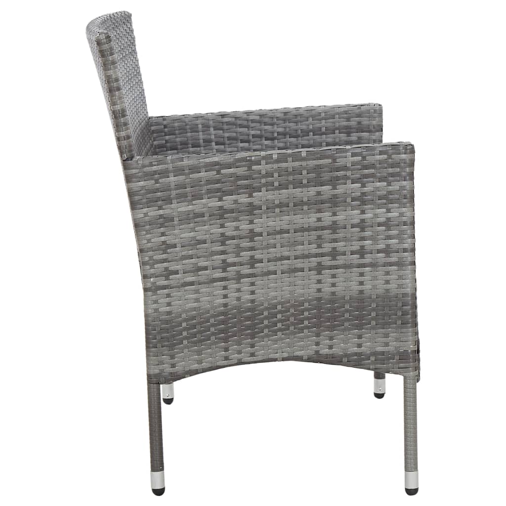 vidaXL 4-delige Loungeset met kussens poly rattan grijs