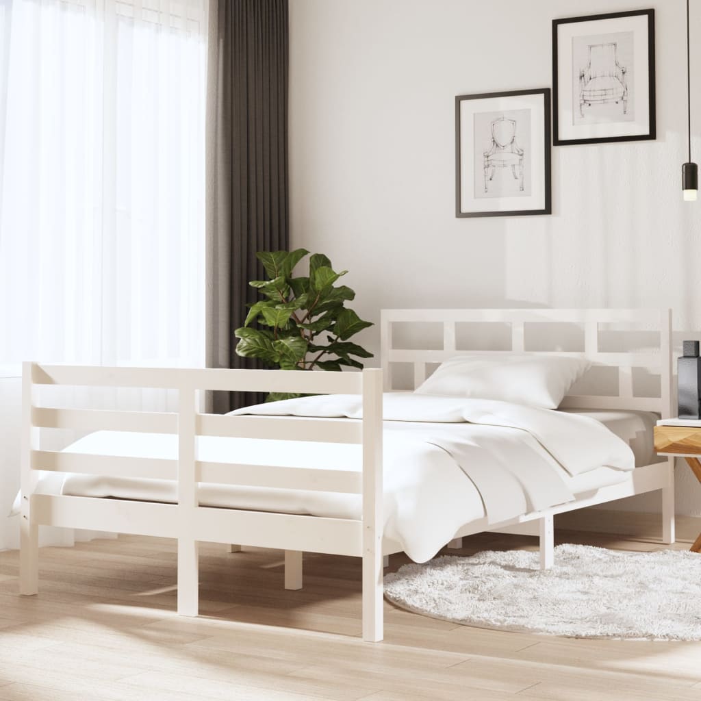 vidaXL Bedframe massief hout wit 120x190 cm