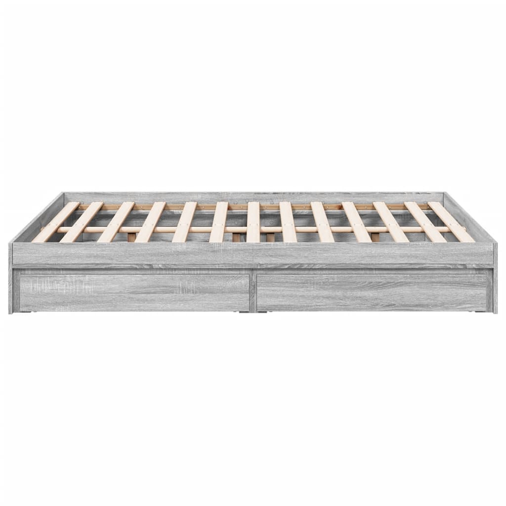 vidaXL Bedframe met lades bewerkt hout grijs sonoma eiken 135x190 cm