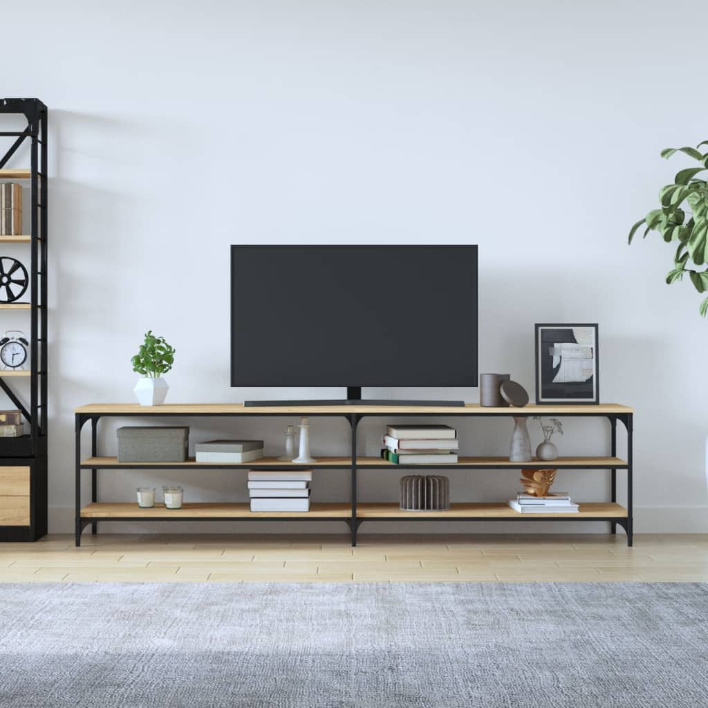 vidaXL Tv-meubel 200x30x50 cm bewerkt hout metaal sonoma eikenkleurig