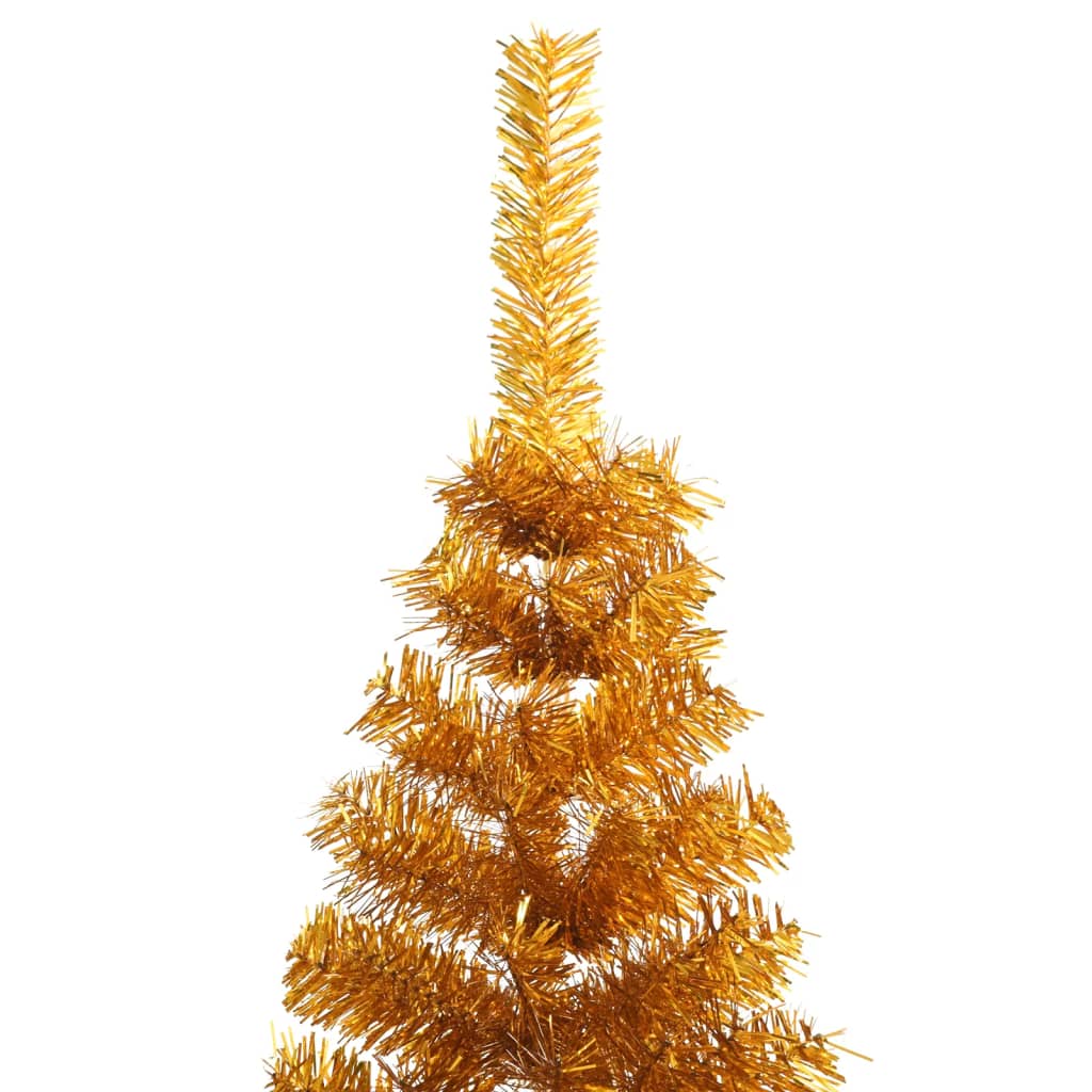 vidaXL Kunstkerstboom half met standaard 210 cm PET goudkleurig