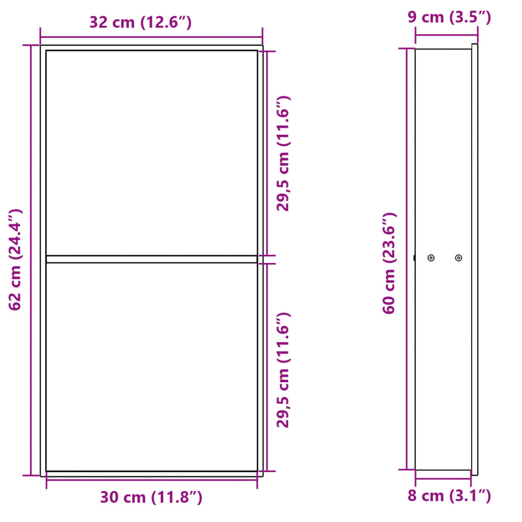 vidaXL Douchenis 32x62x9 cm roestvrijstaal matzwart