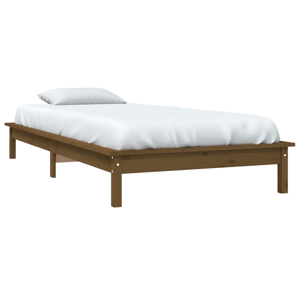 vidaXL Bedframe massief hout honingbruin 75x190 cm