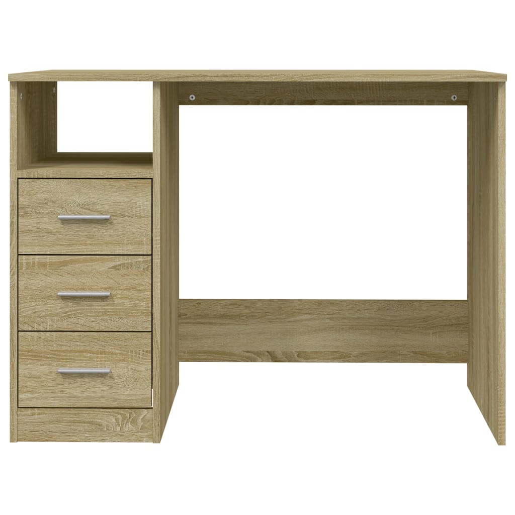 vidaXL Bureau met lades 102x50x76 cm bewerkt hout sonoma eikenkleurig