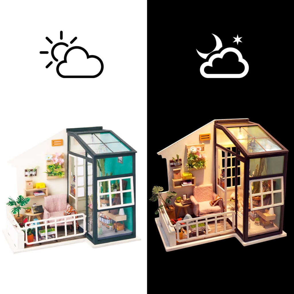 Robotime Miniatuur knutselset Balcony Daydreaming met LED-verlichting