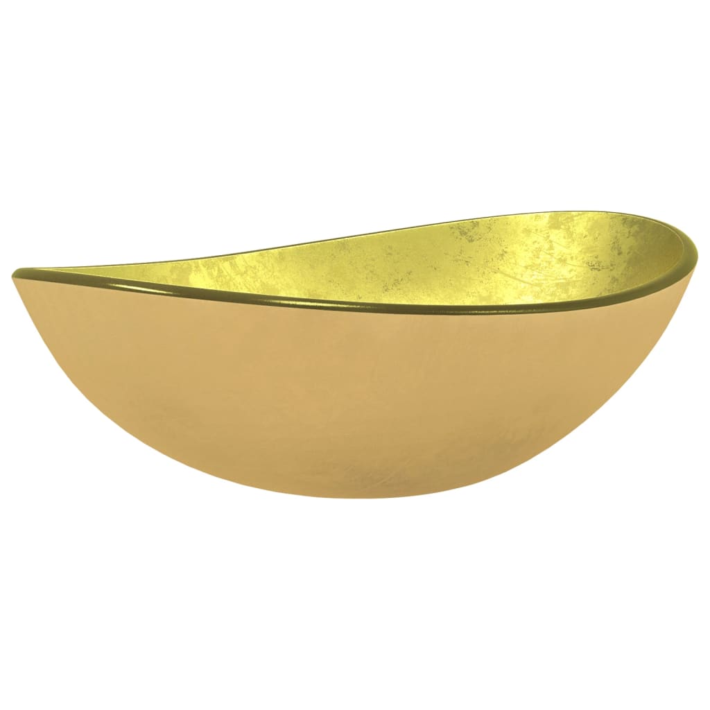 vidaXL Wasbak 54,5x35x15,5 cm gehard glas goudkleurig