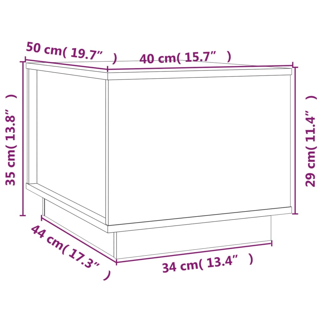 vidaXL Salontafel 40x50x35 cm massief grenenhout