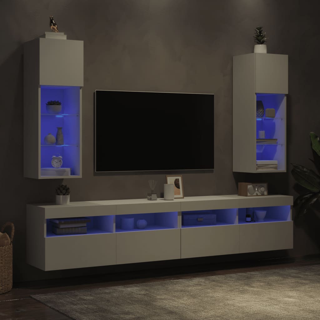 vidaXL Tv-meubels met LED-verlichting 2 st 30,5x30x90 cm wit
