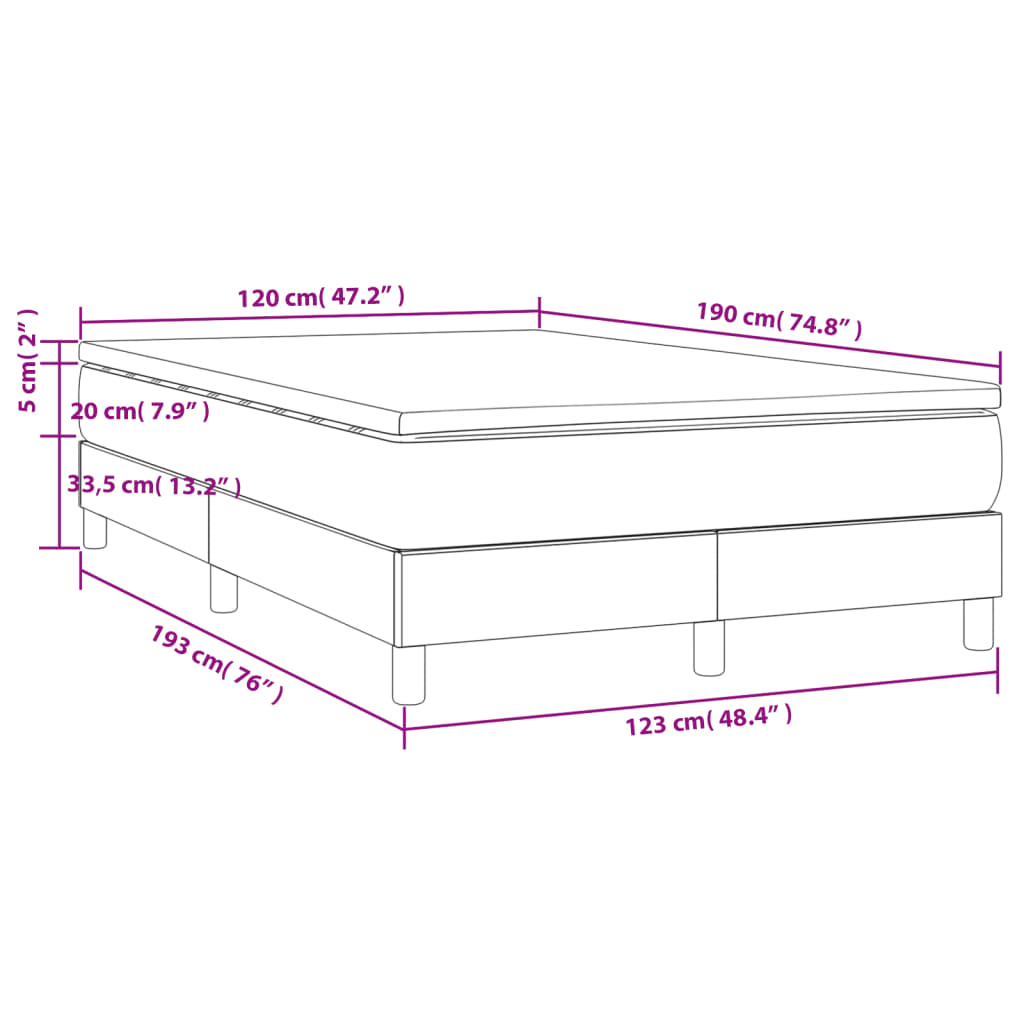 vidaXL Boxspring met matras kunstleer zwart 120x190 cm