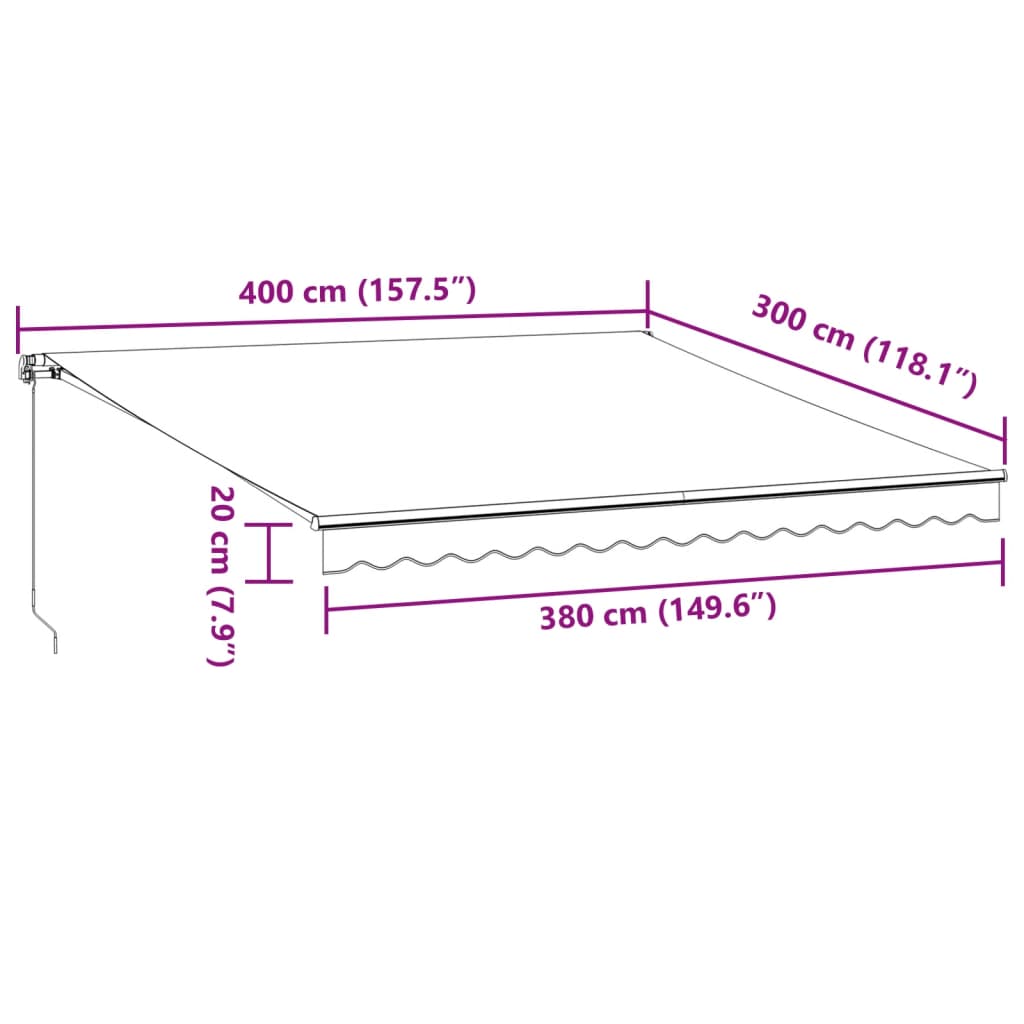 vidaXL Luifel automatisch uittrekbaar 400x300 cm bruin