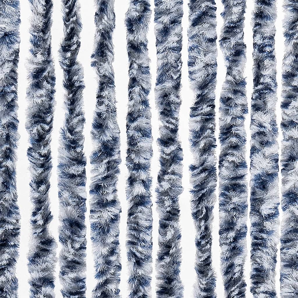 vidaXL Vliegengordijn 100x220 cm chenille blauw, wit en zilver