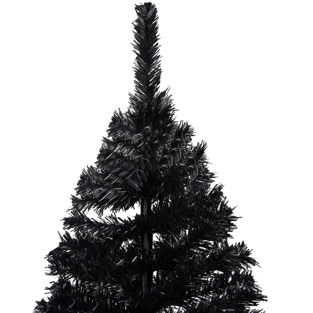vidaXL Kunstkerstboom met verlichting en standaard 180 cm PVC zwart