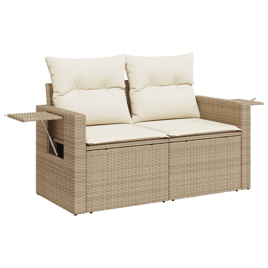 vidaXL 13-delige Loungeset met kussens poly rattan beige