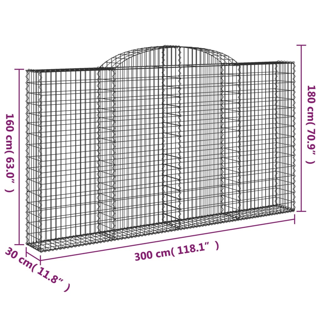 vidaXL Schanskorven 5 st gewelfd 300x30x160/180 cm ijzer