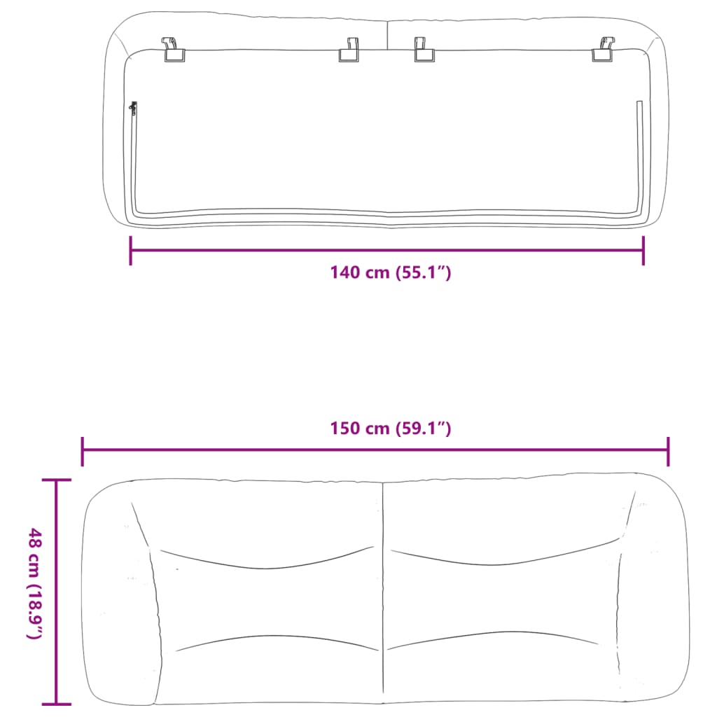 vidaXL Hoofdbordkussen 140 cm stof crèmekleurig