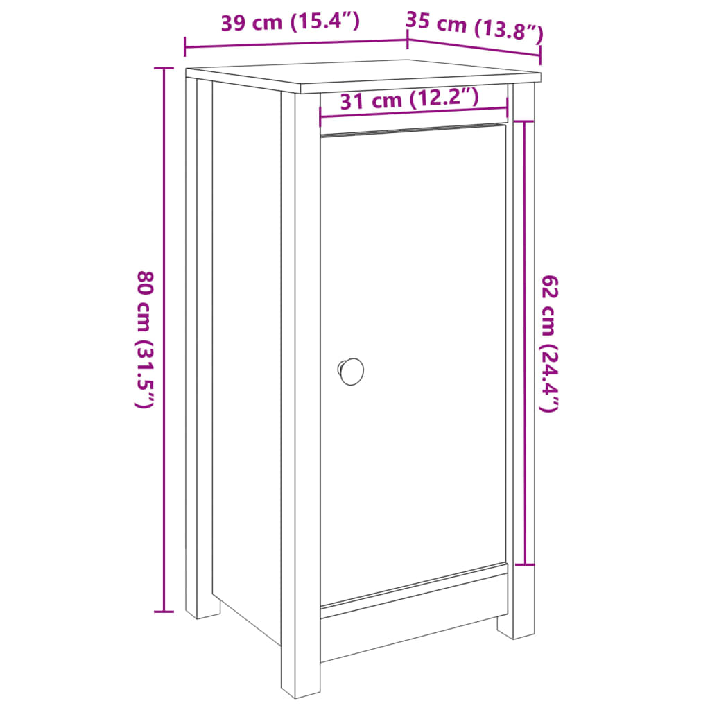 vidaXL Dressoir 39x35x80 cm massief grenenhout grijs