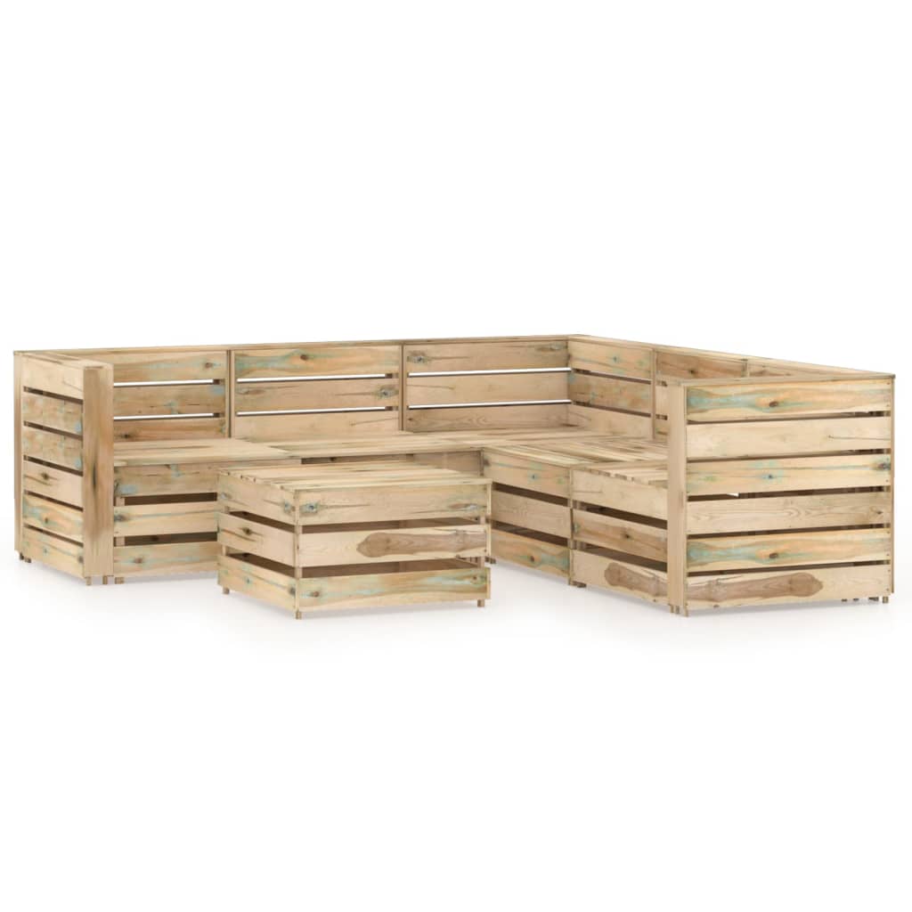 vidaXL 6-delige Loungeset groen geïmpregneerd grenenhout