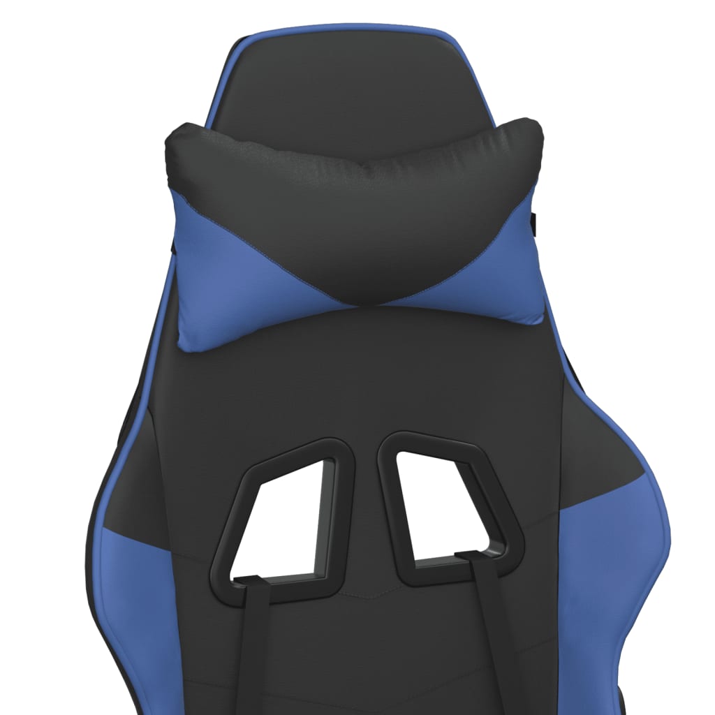 vidaXL Massage gamestoel kunstleer zwart en blauw