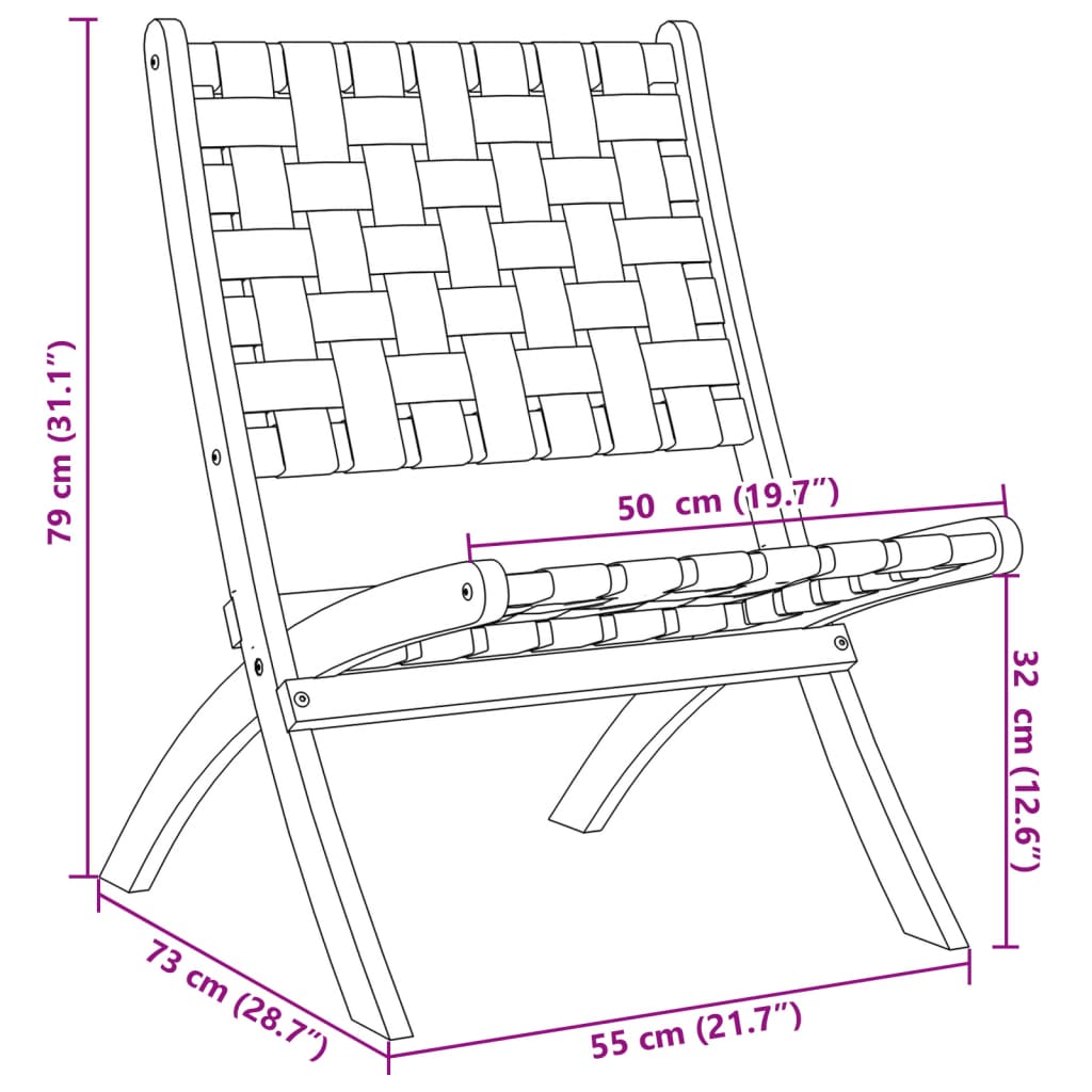 vidaXL Tuinstoelen 2 st inklapbaar massief acaciahout en stof rood