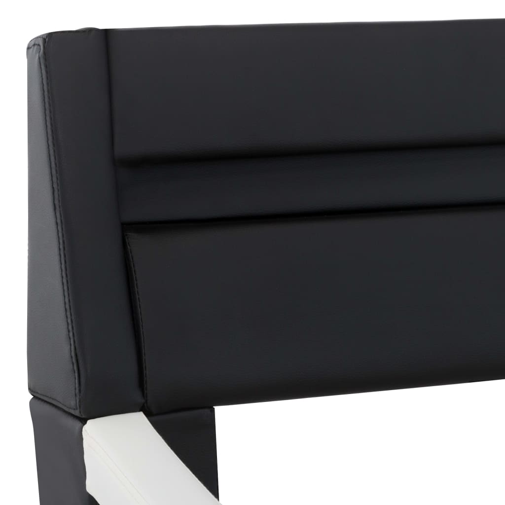vidaXL Bedframe met LED kunstleer zwart en wit 160x200 cm