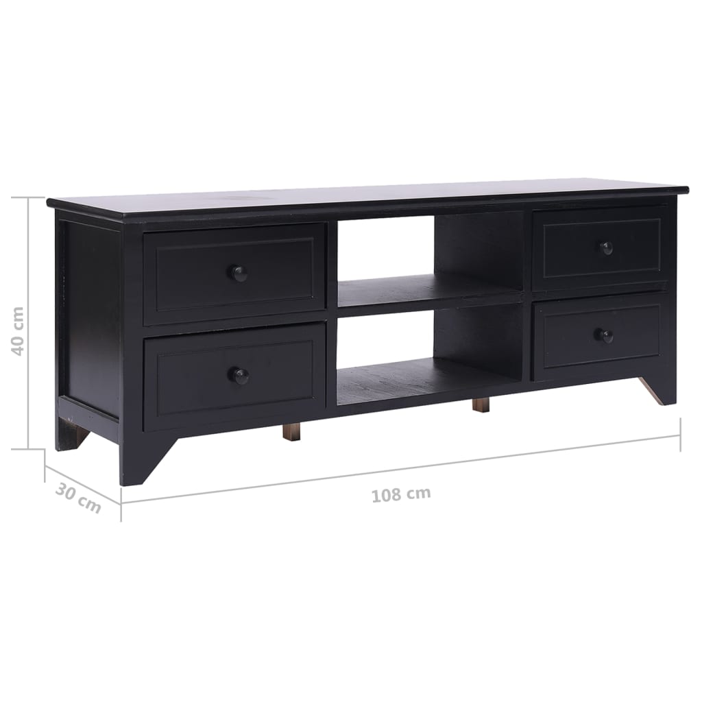 vidaXL Tv-meubel 108x30x40 cm massief paulowniahout zwart
