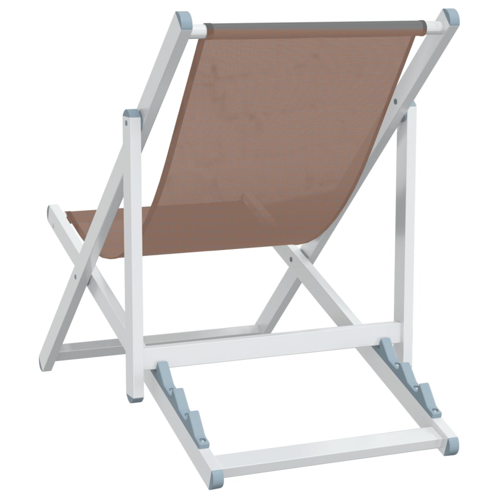 vidaXL Strandstoelen inklapbaar 2 st aluminium en textileen bruin