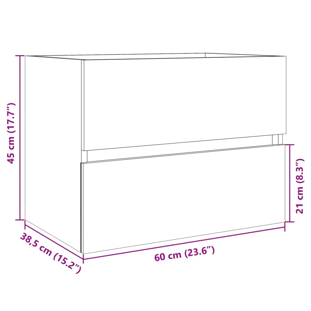 vidaXL Wastafelkast 60x38,5x45 cm spaanplaat sonoma eikenkleurig