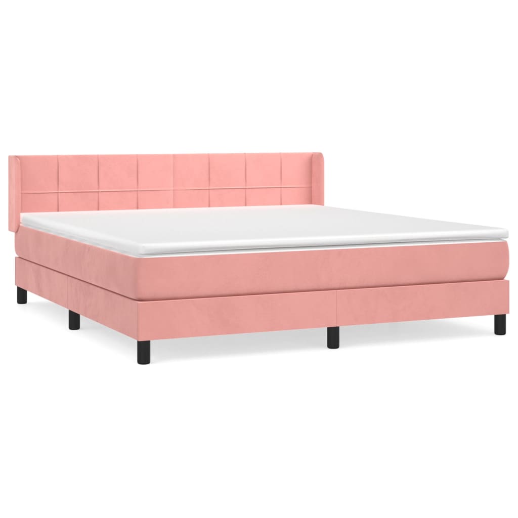 vidaXL Boxspring met matras fluweel roze 160x200 cm