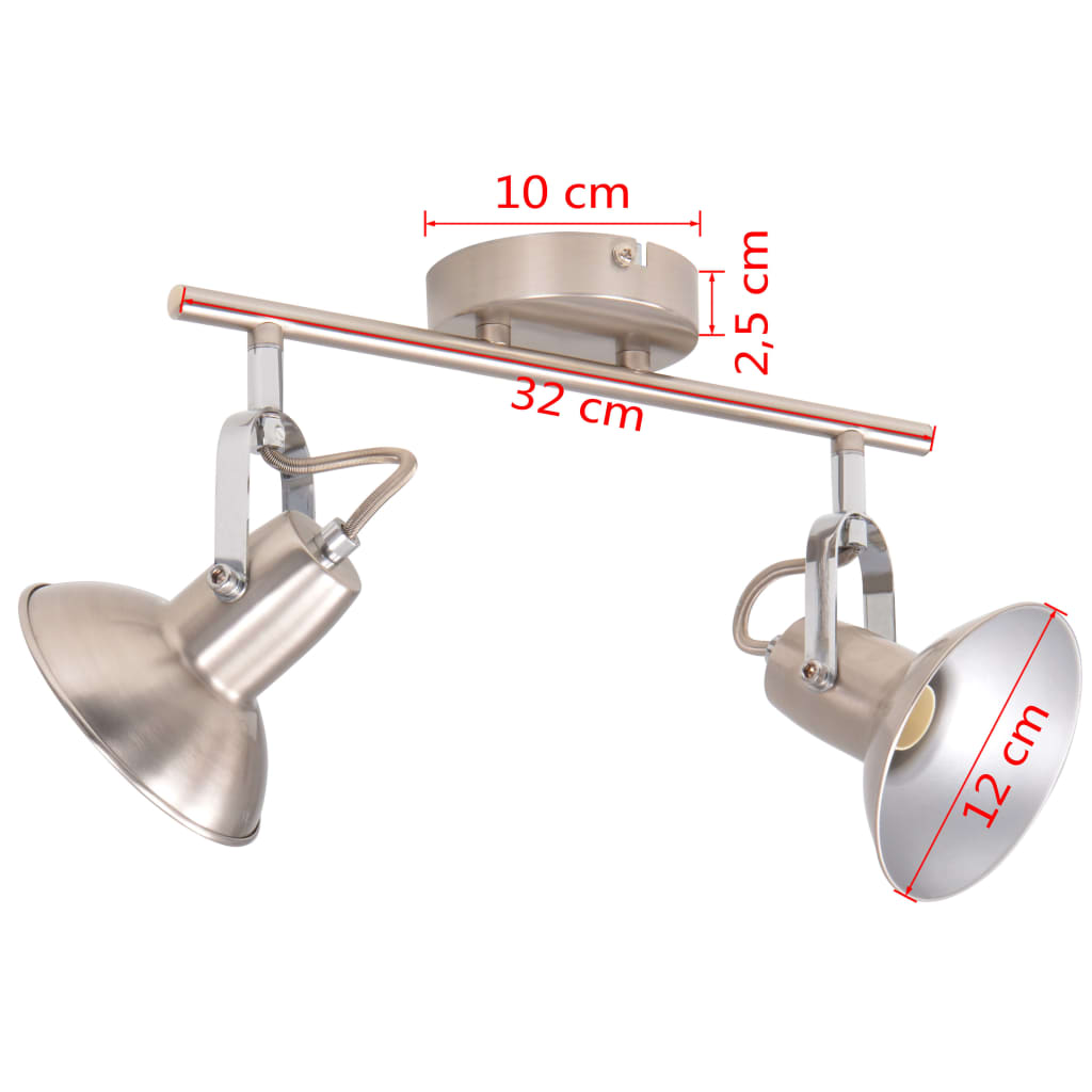 vidaXL Plafondlamp voor 2 peertjes E14 zilver