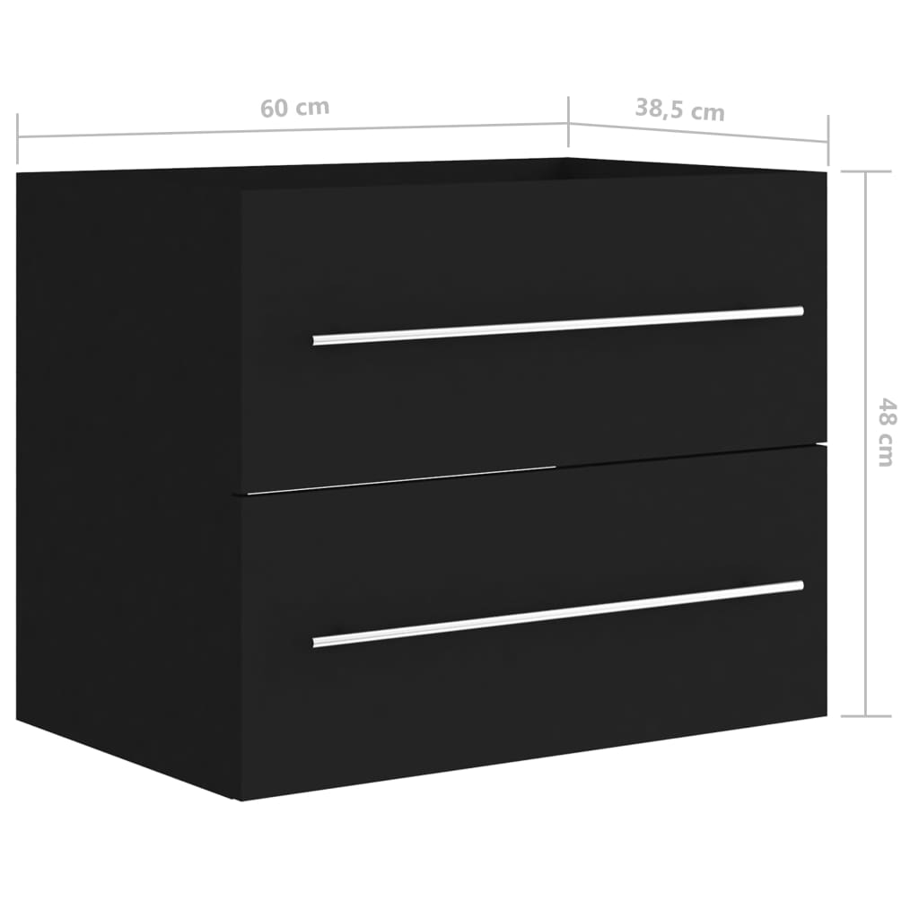 vidaXL Wastafelkast 60x38,5x48 cm spaanplaat zwart