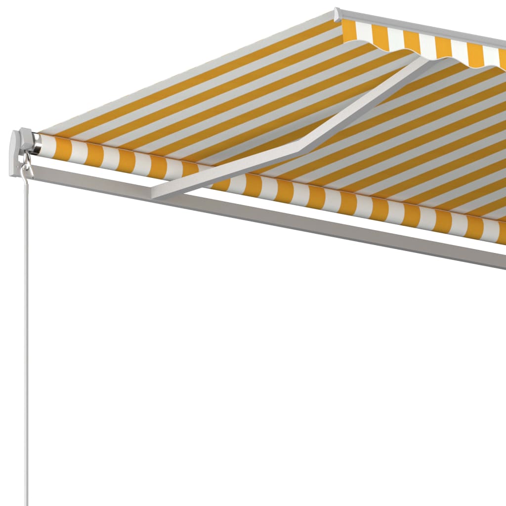 vidaXL Luifel automatisch uittrekbaar met palen 4x3 m geel en wit
