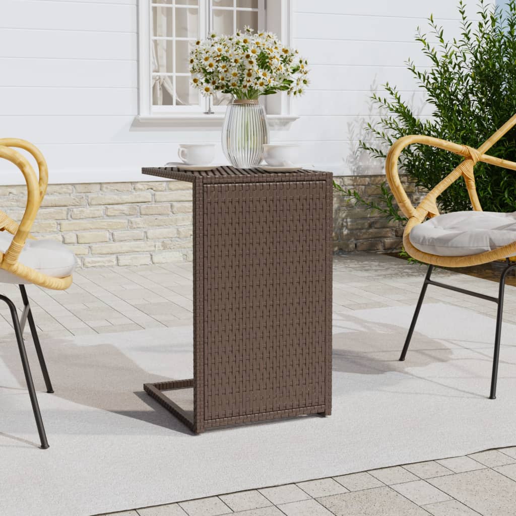 vidaXL Bijzettafel C-vormig 40x35x60 cm poly rattan bruin