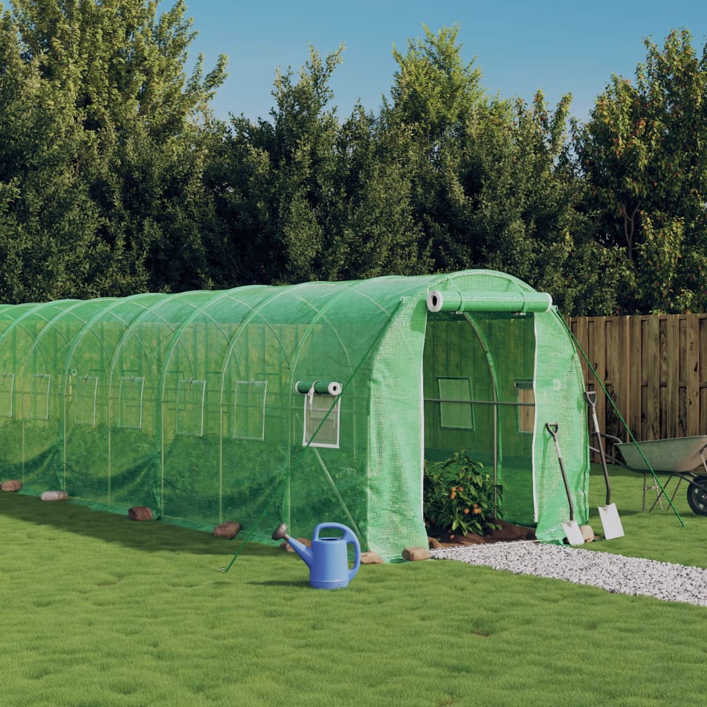 vidaXL Tuinkas met stalen frame 32 m² 16x2x2 m groen