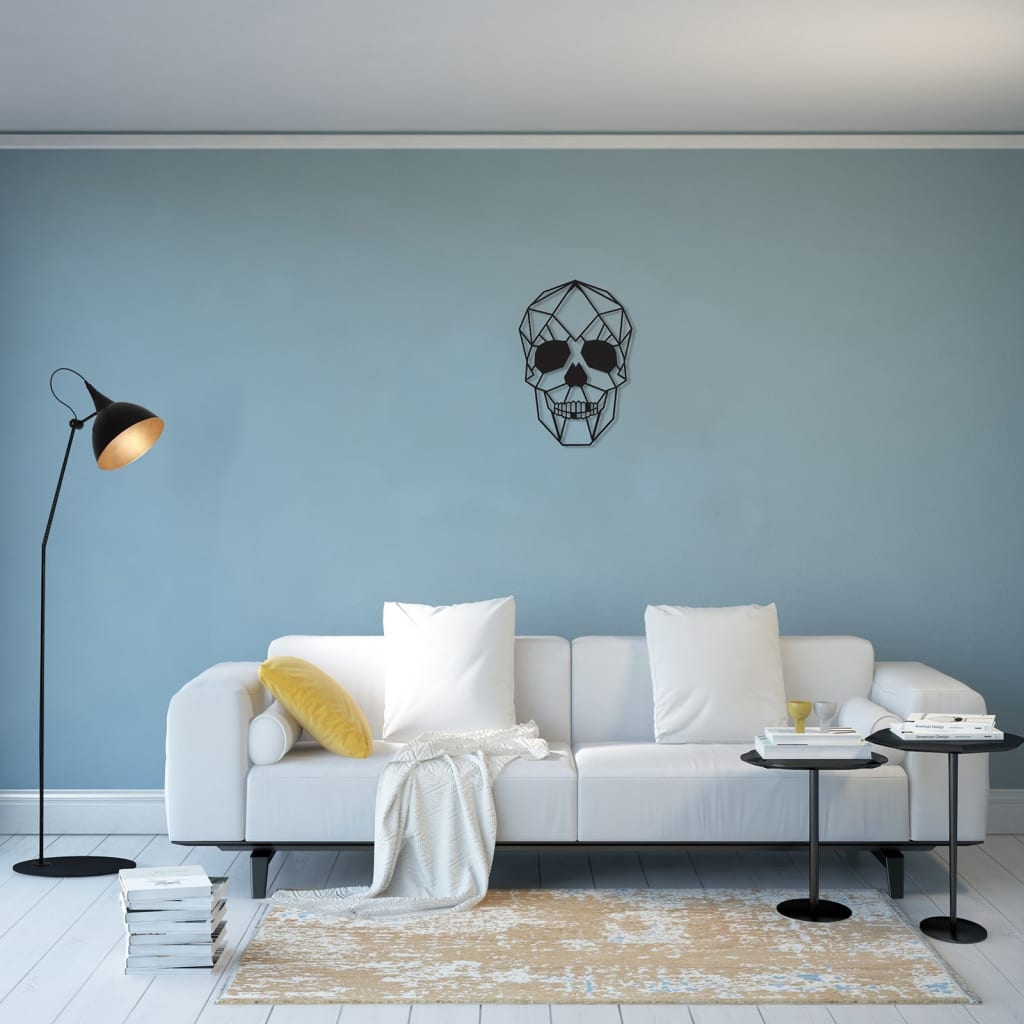 Homemania Wanddecoratie schedel 35x50 cm staal zwart