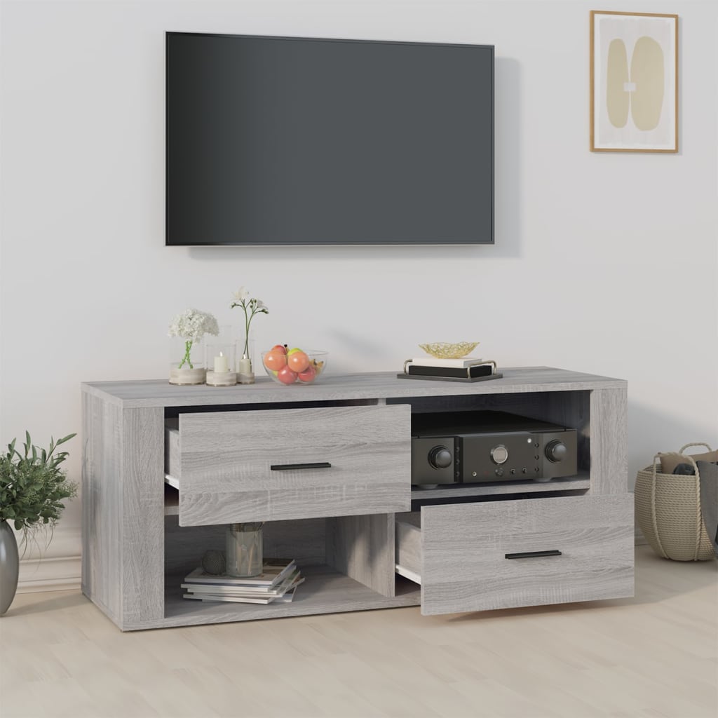 vidaXL Tv-meubel 100x35x40 cm bewerkt hout grijs sonoma eikenkleurig