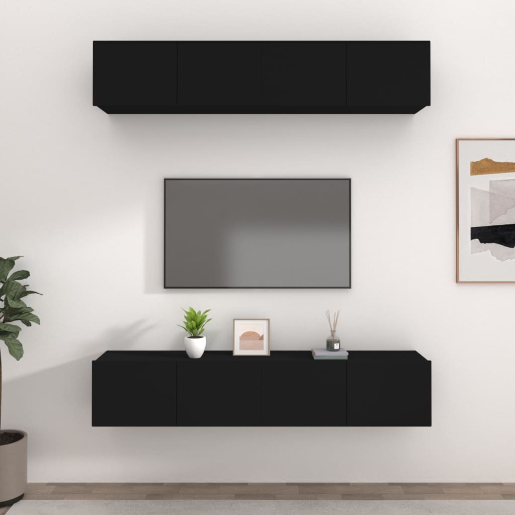 vidaXL Tv-meubelen 4 st 80x30x30 cm bewerkt hout zwart
