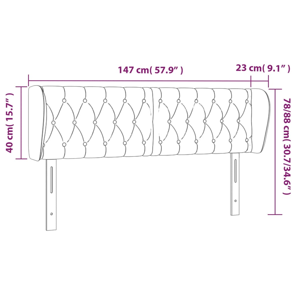 vidaXL Hoofdbord met randen 147x23x78/88 cm stof donkerbruin