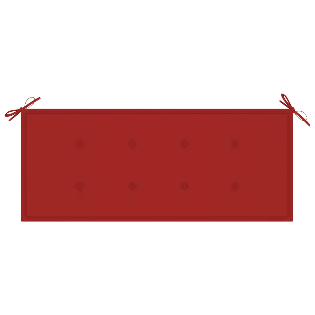 vidaXL Bank Batavia met rood kussen 120 cm massief teakhout