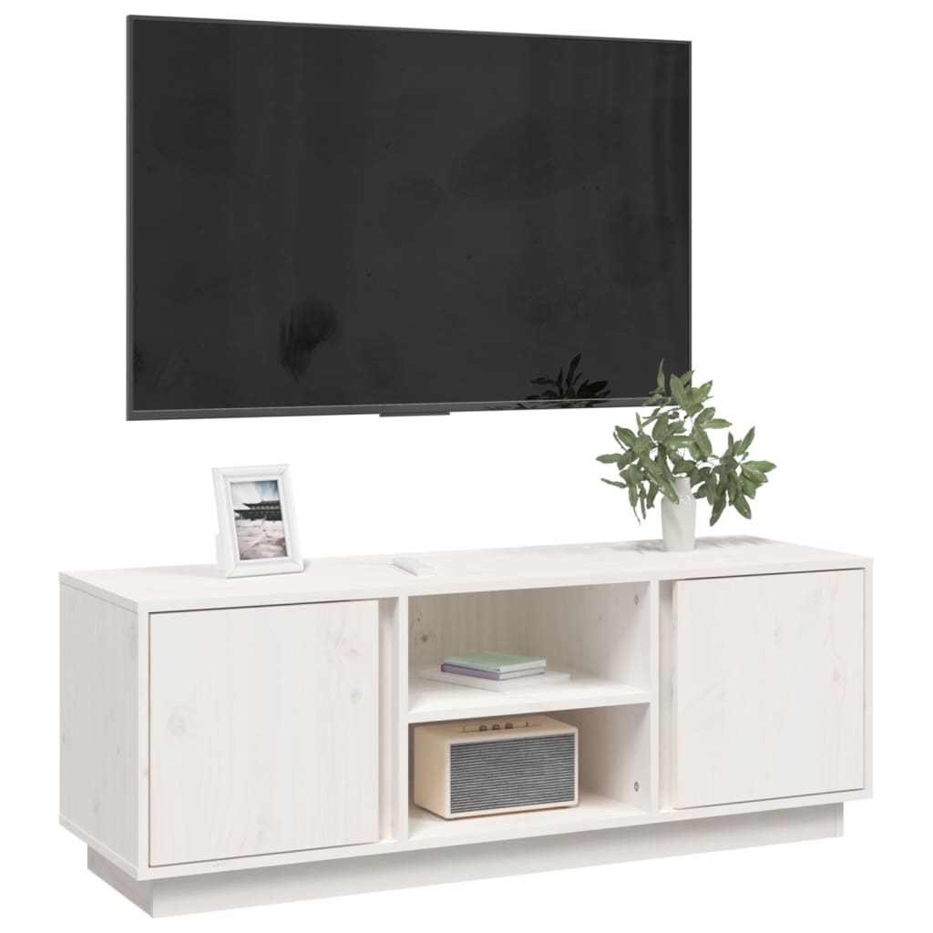 vidaXL Tv-meubel 110x35x40,5 cm massief grenenhout wit