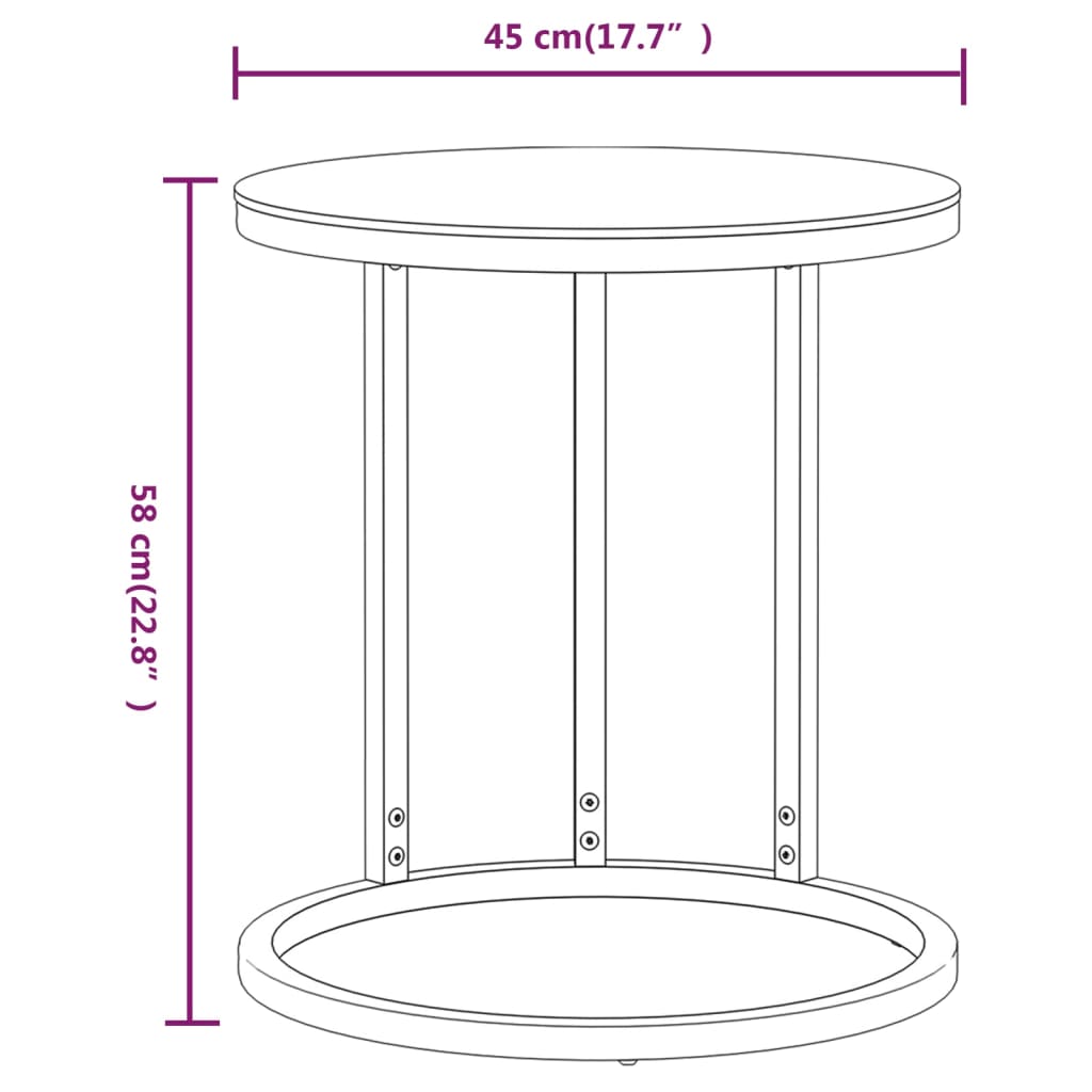 vidaXL Bijzettafel 45 cm gehard glas goudkleurig en zwart