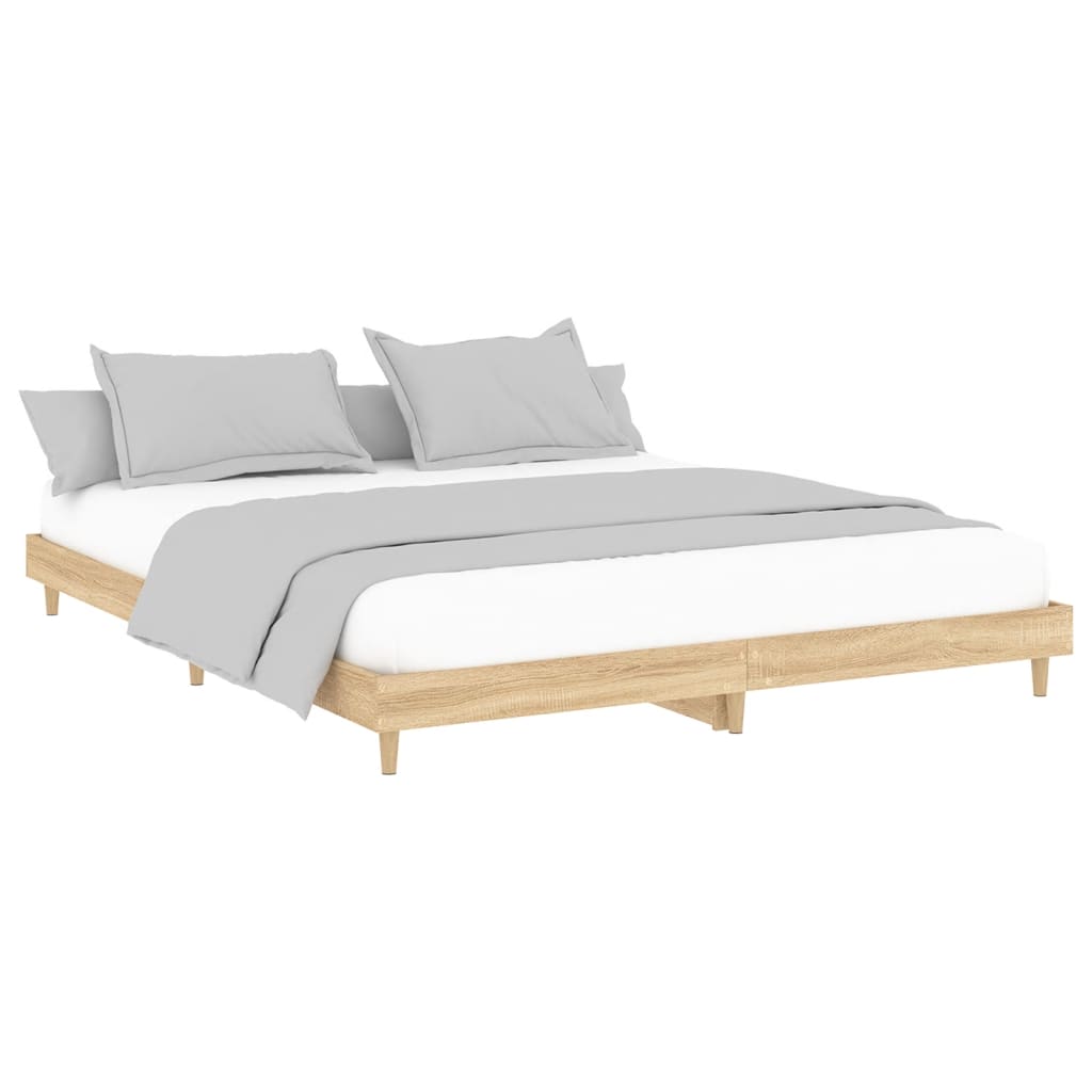 vidaXL Bedframe bewerkt hout sonoma eikenkleurig 200x200 cm