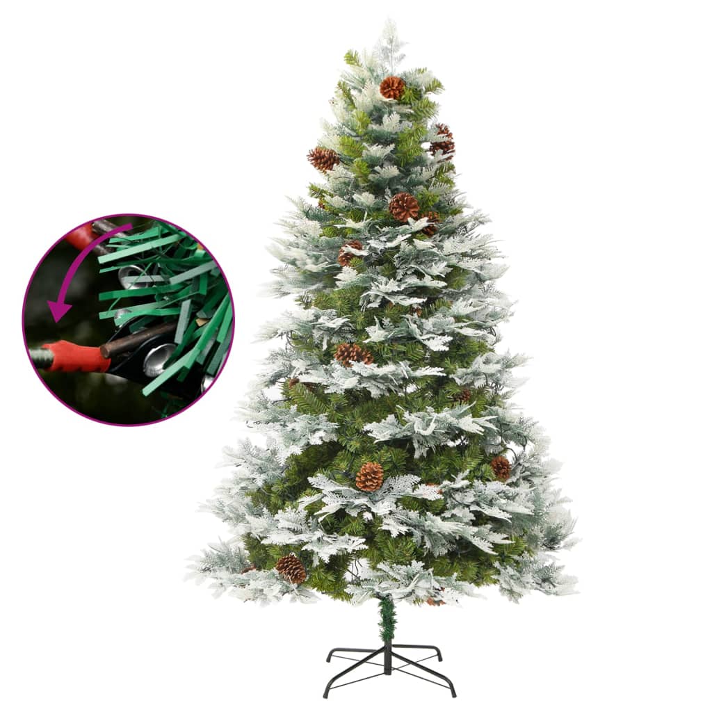 vidaXL Kerstboom met LED en dennenappels 195 cm PVC en PE groen