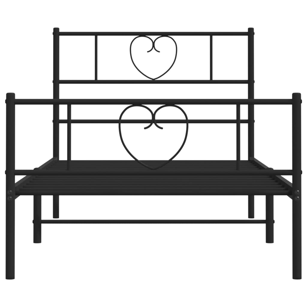 vidaXL Bedframe met hoofd- en voeteneinde metaal zwart 100x190 cm