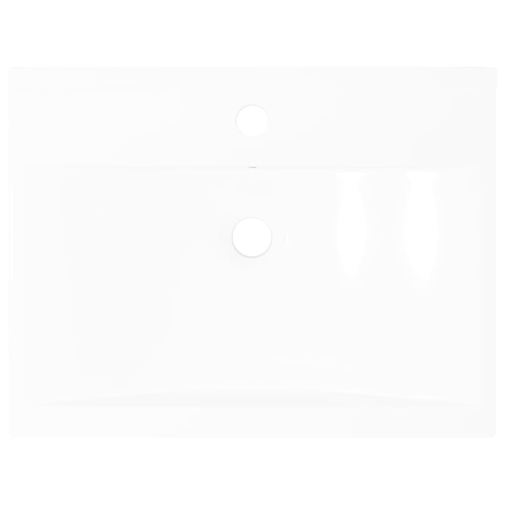 vidaXL Wastafel met kraangat rechthoekig 60x46 cm keramiek wit
