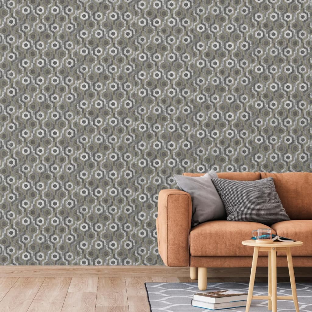 DUTCH WALLCOVERINGS Behang Galactic zilverkleurig en bruin