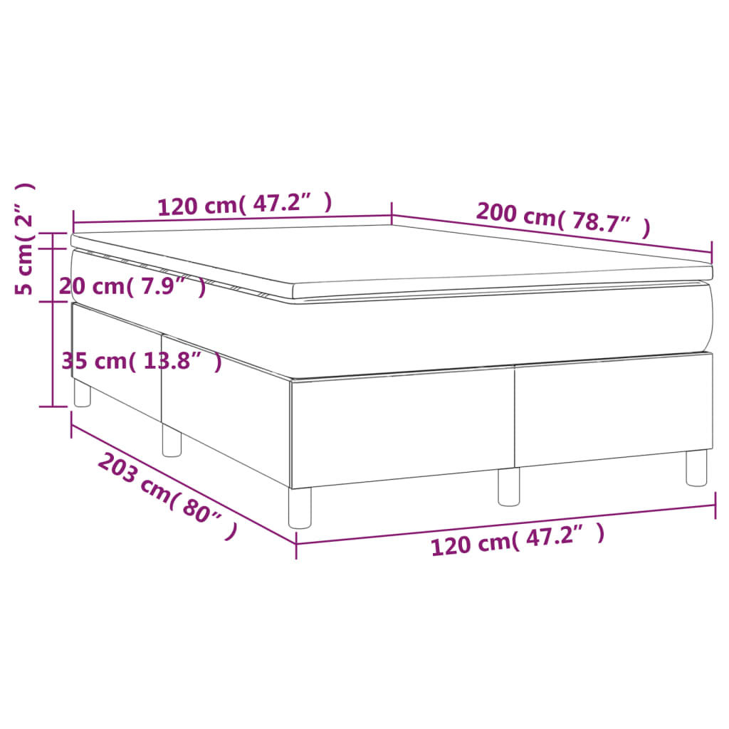 vidaXL Boxspring met matras stof taupe 120x200 cm