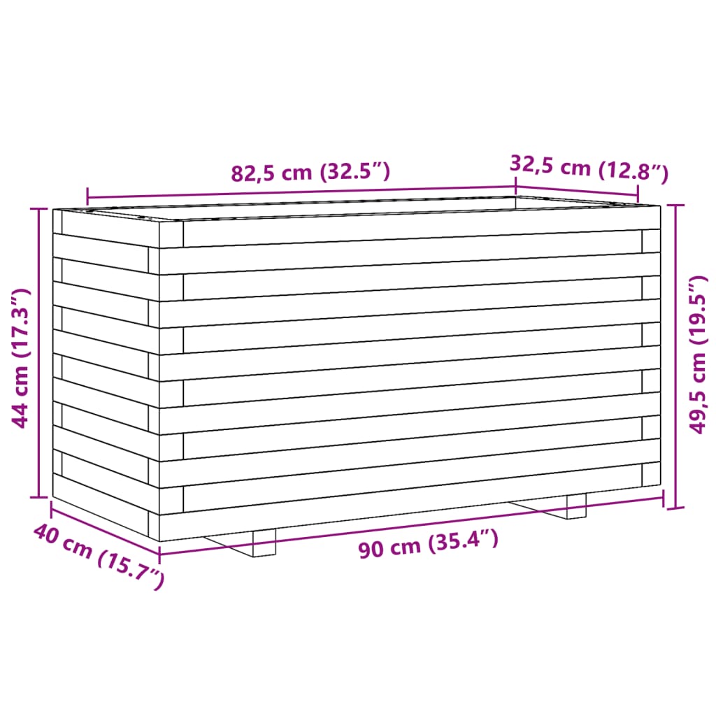 vidaXL Plantenbak 90x40x49,5 cm geïmpregneerd grenenhout